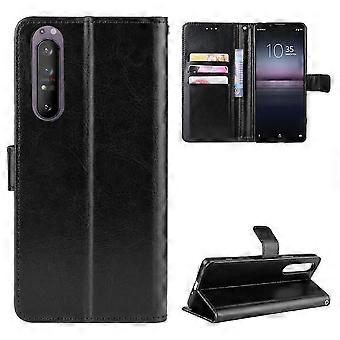 Crazy Horse Texture Protector Wallet Stand Leather Phone Case for Sony Xperia 5 II