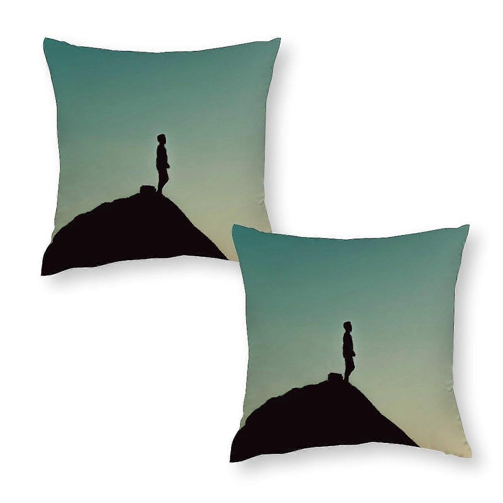 Man Standing On Rock Pillow Covers Set