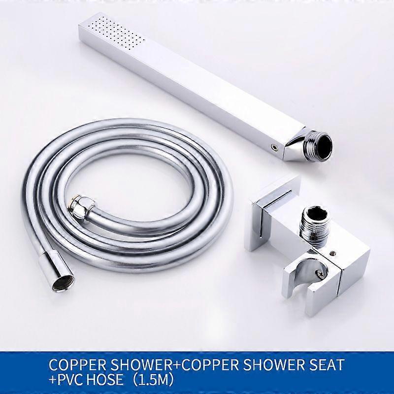 Highend Solid Brass Hand Held Shower Set Square With Brass Holder and Hose Wall Mount