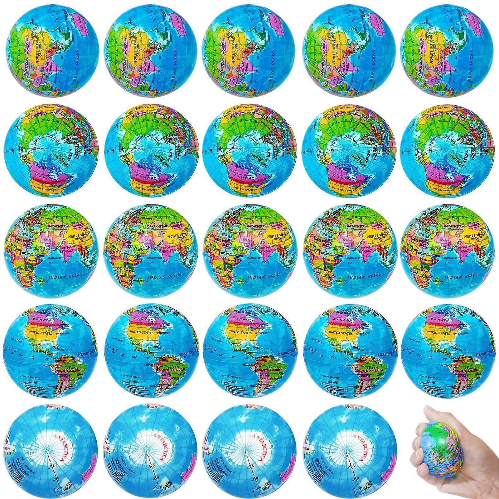 24 Pcs Globe Squeeze Balls,Earth Stress Relief Balls,Foam Squeeze Balls for Kids Finger Exercise,Party Favors,School,Classroom,2.5 inch