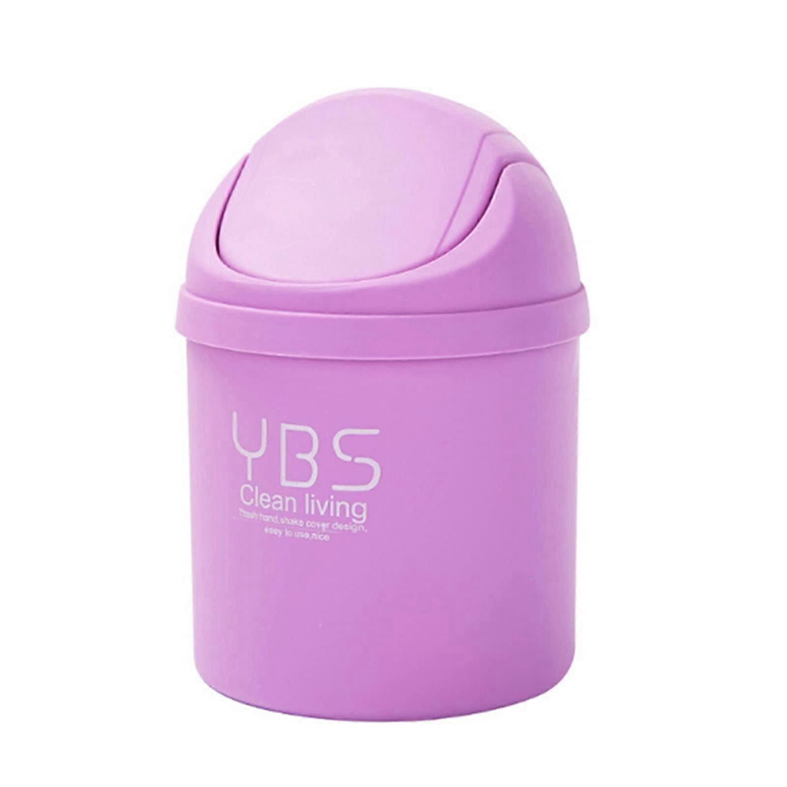 Trash Bin Office Mini Desk Waste Basket Purple Desktop Storage Box Small Desk Organizer