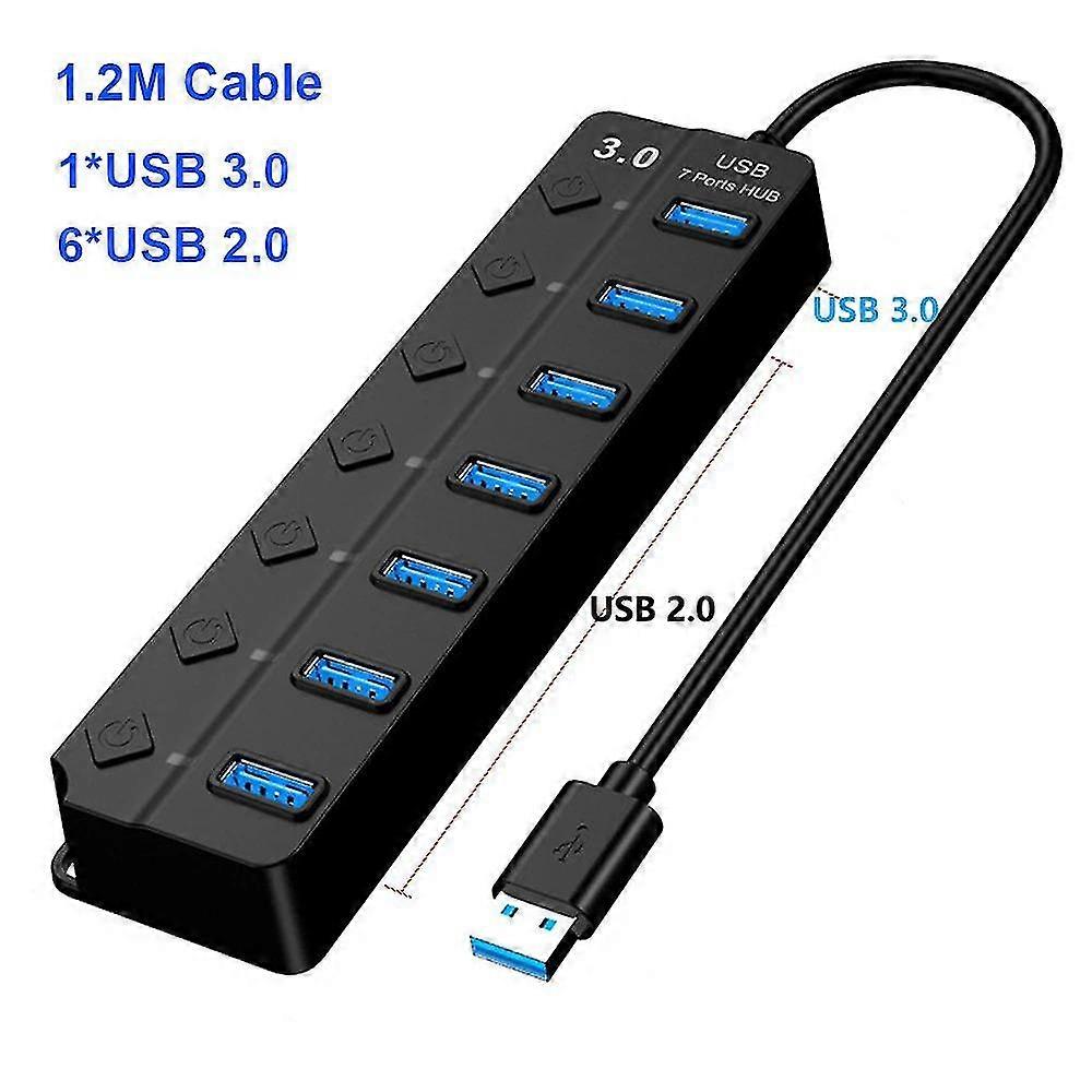 7-IN-1 USB 3.0 HUB 5Gbps High Speed USB Docking Station Extender USB HUB USB Splitter with Switch Control For Laptop Macbook pro