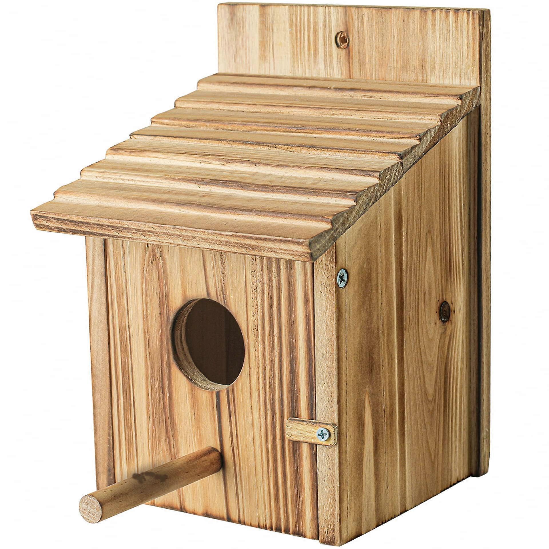 Bird Houses for Outside - Wooden Open House Design Nesting Box for Bluebirds, Durable and Weather-Resistant, 8x8 Inches