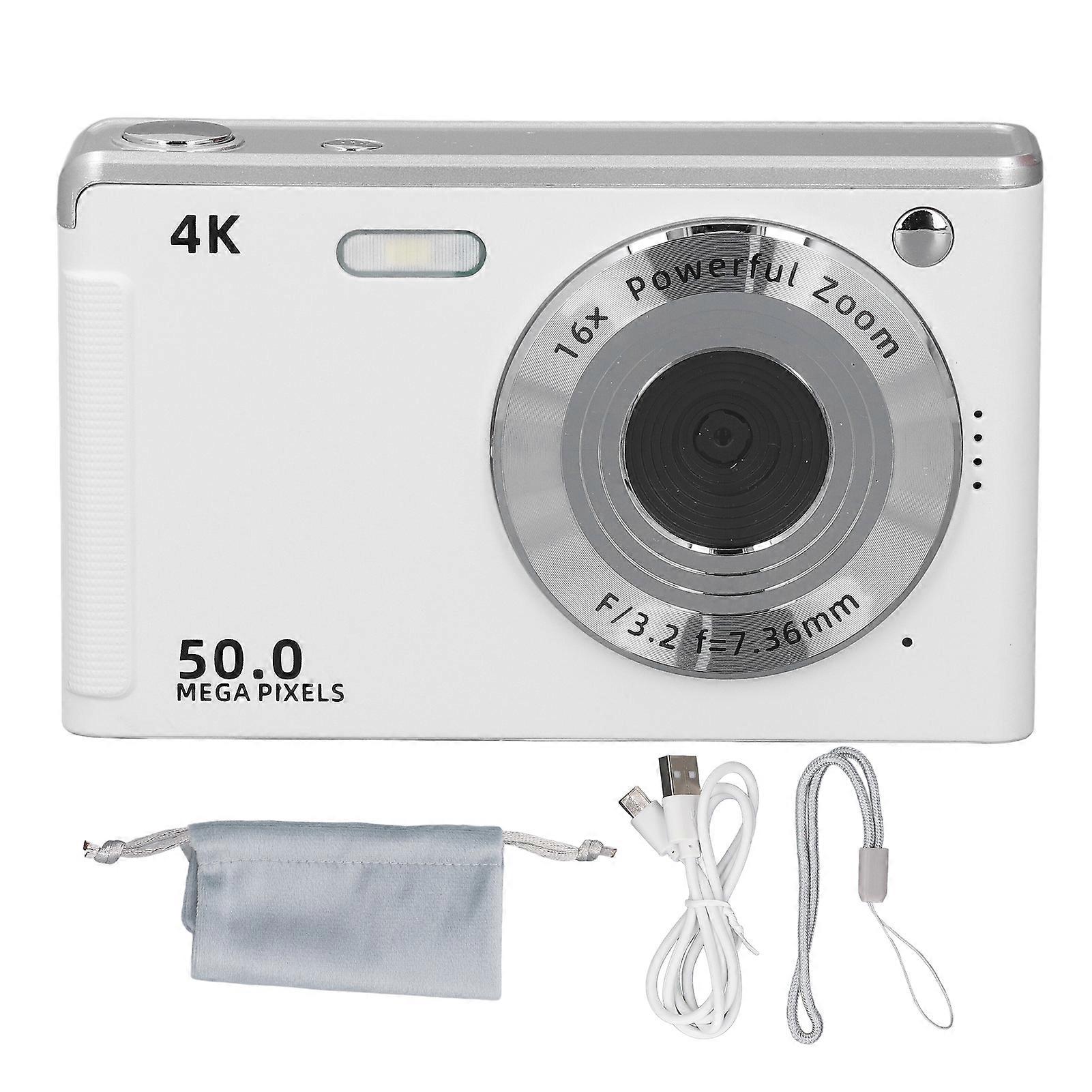 4K 50MP Digital Camera with 16x Zoom - Compact, Autofocus, Perfect for Students