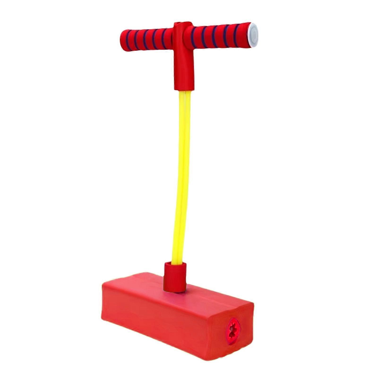 Toddler Friendly Foam Bounce Stick Safe Indoor Outdoor Bouncing Toy with Sound and Glowing Handlebar Red