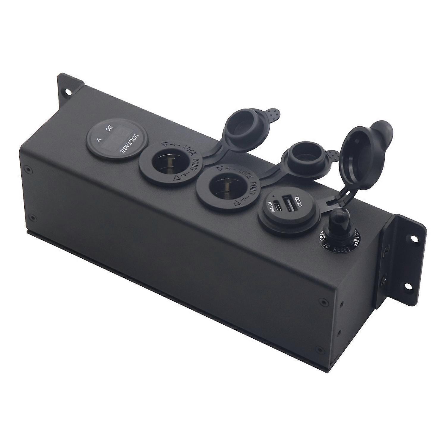 USB Voltmeter Cigarette Lighter Socket With Switch Power Box For Car And Ship