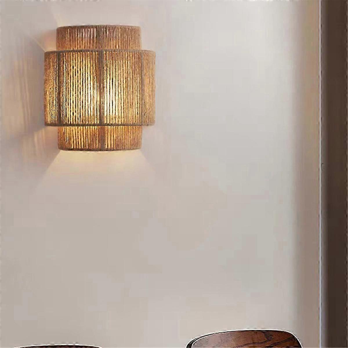 Japanese Wabi-Sabi Retro Rattan Weaving Wall Lamp LED Wall Sconces