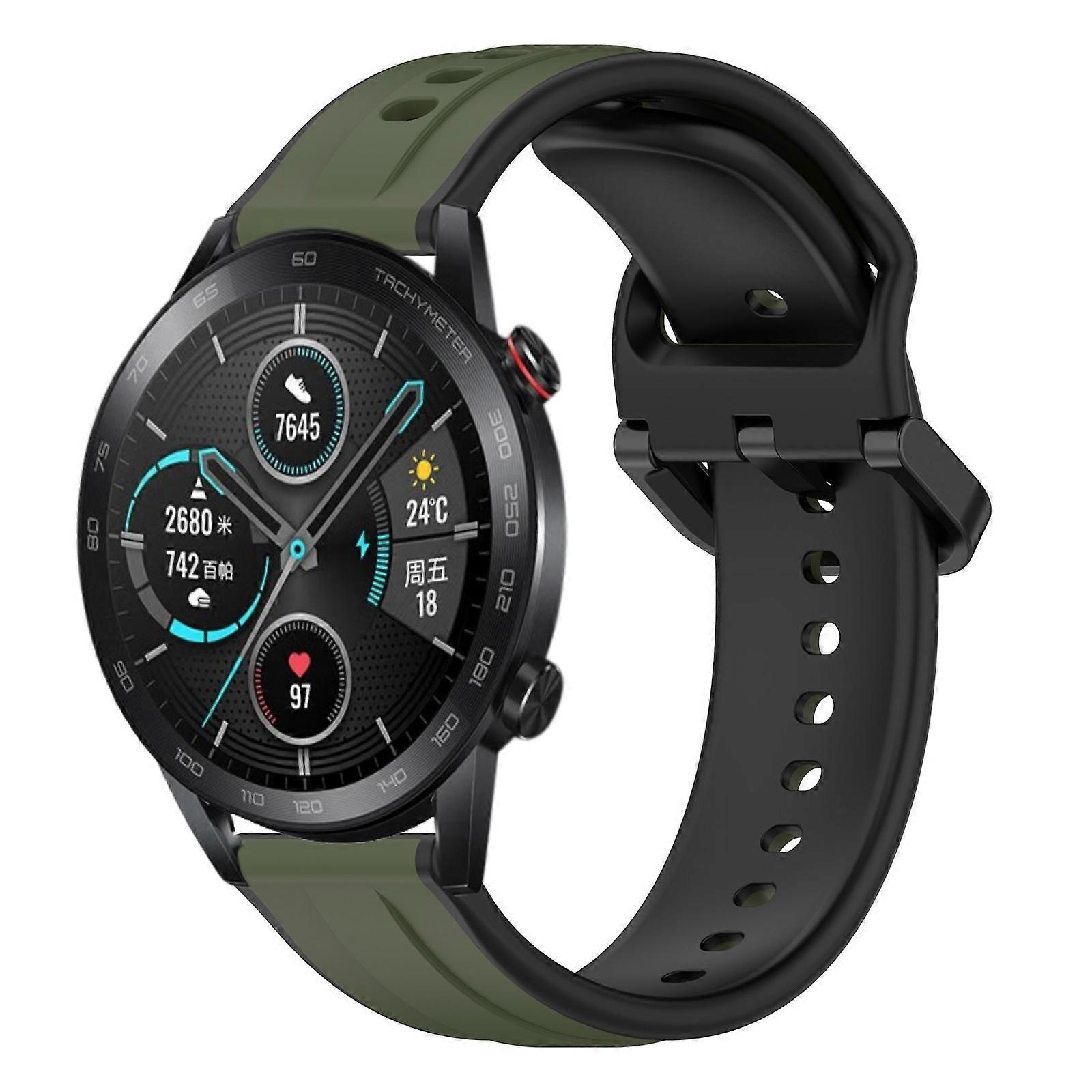 For Honor Magic Watch 2 46mm 22mm Convex Loop Two-Color Silicone Watch Band