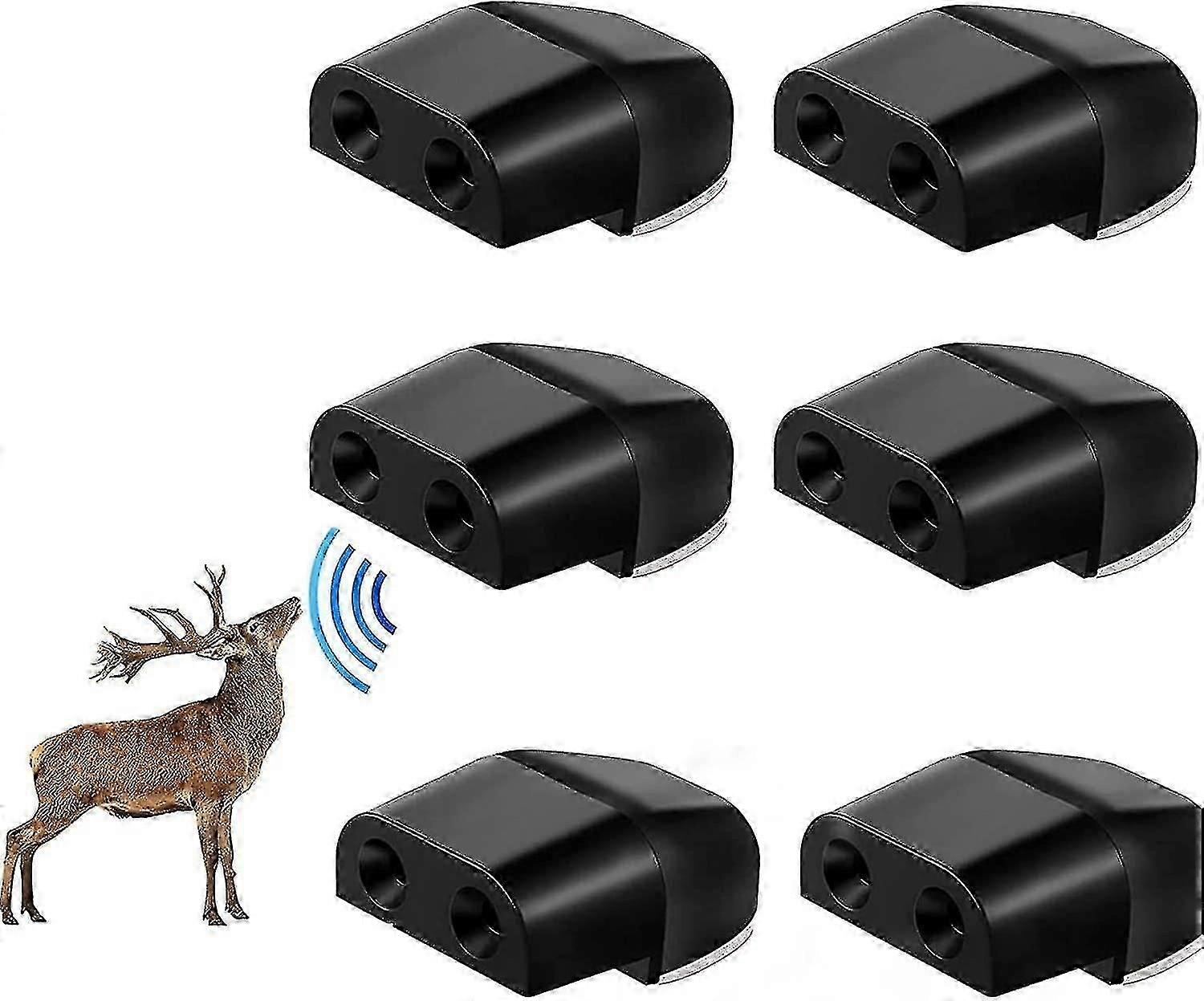 6 صفارات تحذير من الغزلان، جهاز تحذير ذاتي اللصق للسيارات، جهاز إنذار الغزلان للسلامة على الطرق، صفارة تنبيه للحيوانات للسيارات والمركبات والدراجات النارية