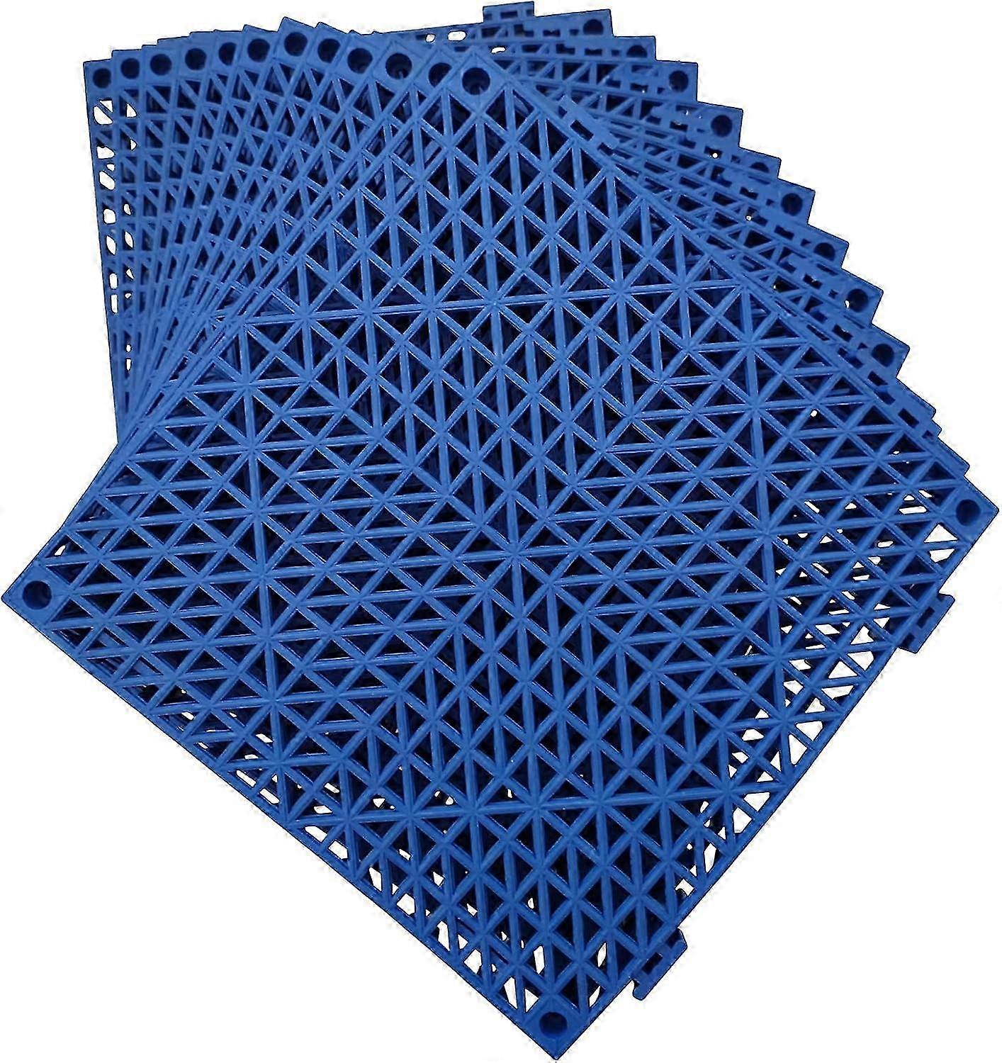 12パック11.6 "x11.6"インターロッキングラバーフロアマット - ブルードレンタイル
