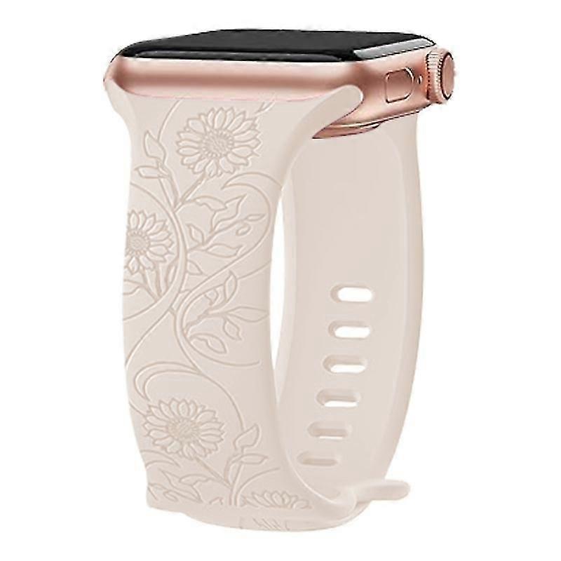 For Apple Watch Series 9 8 7 41mm/6 5 4 Se (2023) Se (2022) Se 40mm/3 2 1 38mm Watch Band Flower Eng