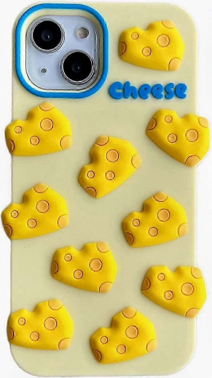 Kawaii Phone Cases Suitable for Certain Brand's iPhone 13 Pro Max, Adorable Cartoon Cheese Design Unique Fun Cover 3D Case, Soft Silicone Sh