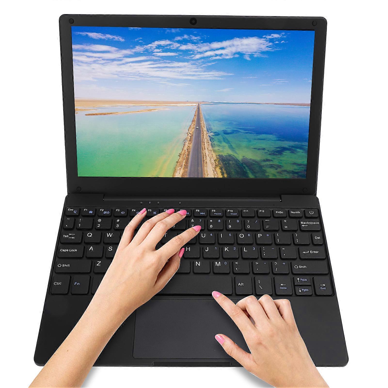 Laptop 10.1inch IPS 1280x800 Display Quad Core Processor Wireless Type C Charging Ultra Slim Laptop Computer with Mouse for Android 12 EU Plug 100‑24