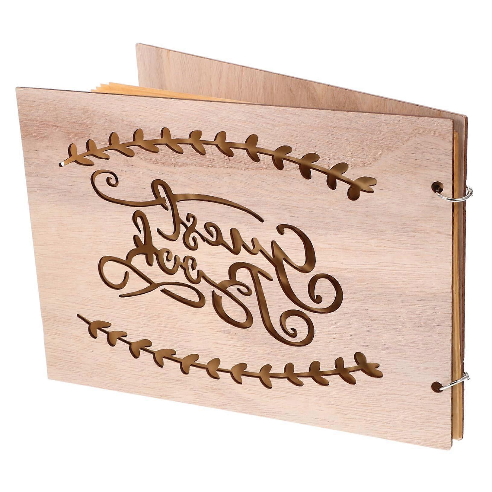 Wood guest book for weddings notebook with pages for memories versatile photo album beige