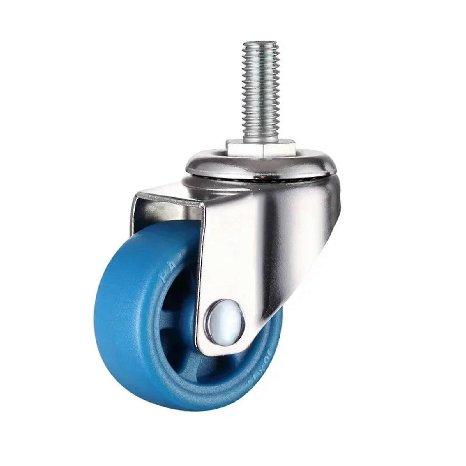 1/4 Piece 360 Degree Swivel casters Rubber Roller Blue noiseless Shopping Trolley casters 1/1.25/1.5/2 inches (Color : B1245, Size : 1PC 1.25 Inch)