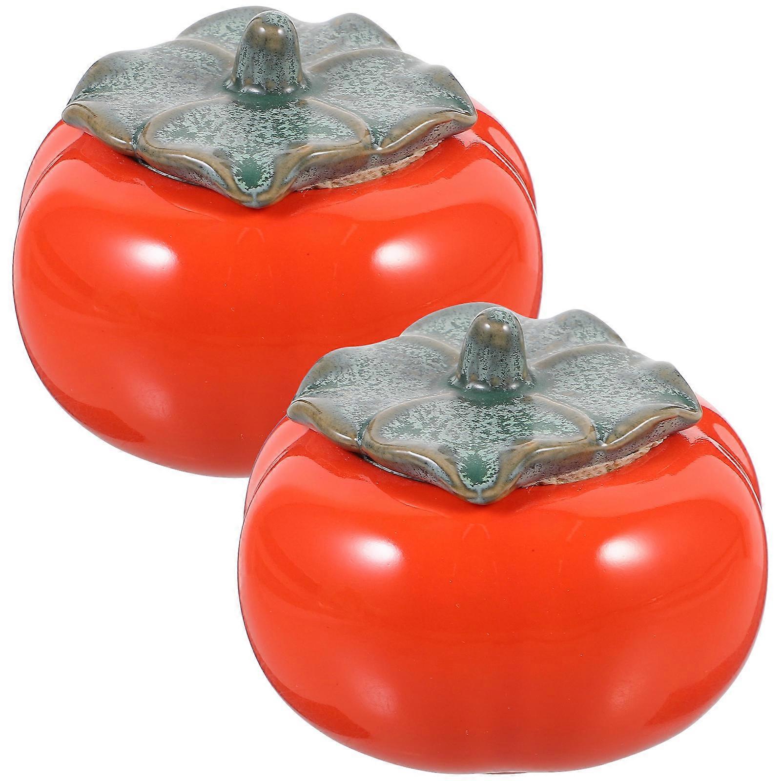 2Pcs Persimmon Tea Canisters Sealed Tins for Tea Storage