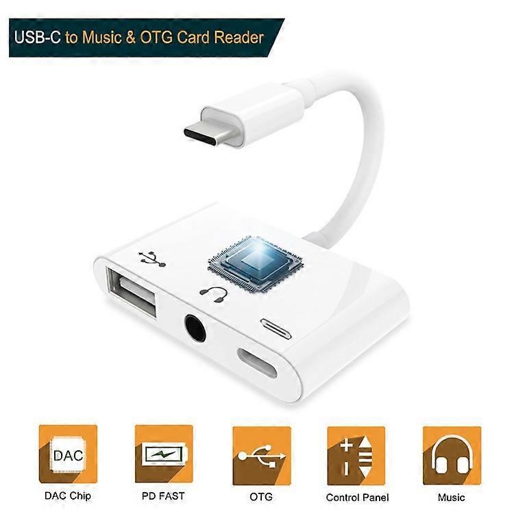 Type C to 3.5mm Headphone Jack OTG Adapter Converter USB-C to Music Audio OTG Card Reader
