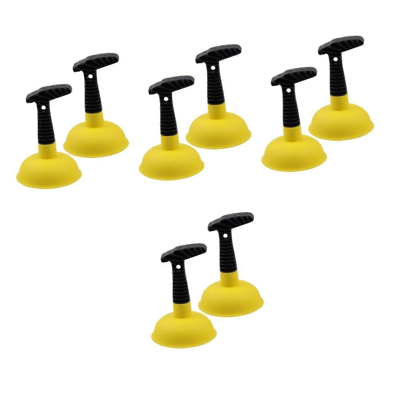 Pipe Cleaner Drain Cleaner Plunger Set - 4 Yellow Rubber Tools for Kitchen Sink and Toilet Clog Removal, 2 Pieces Each