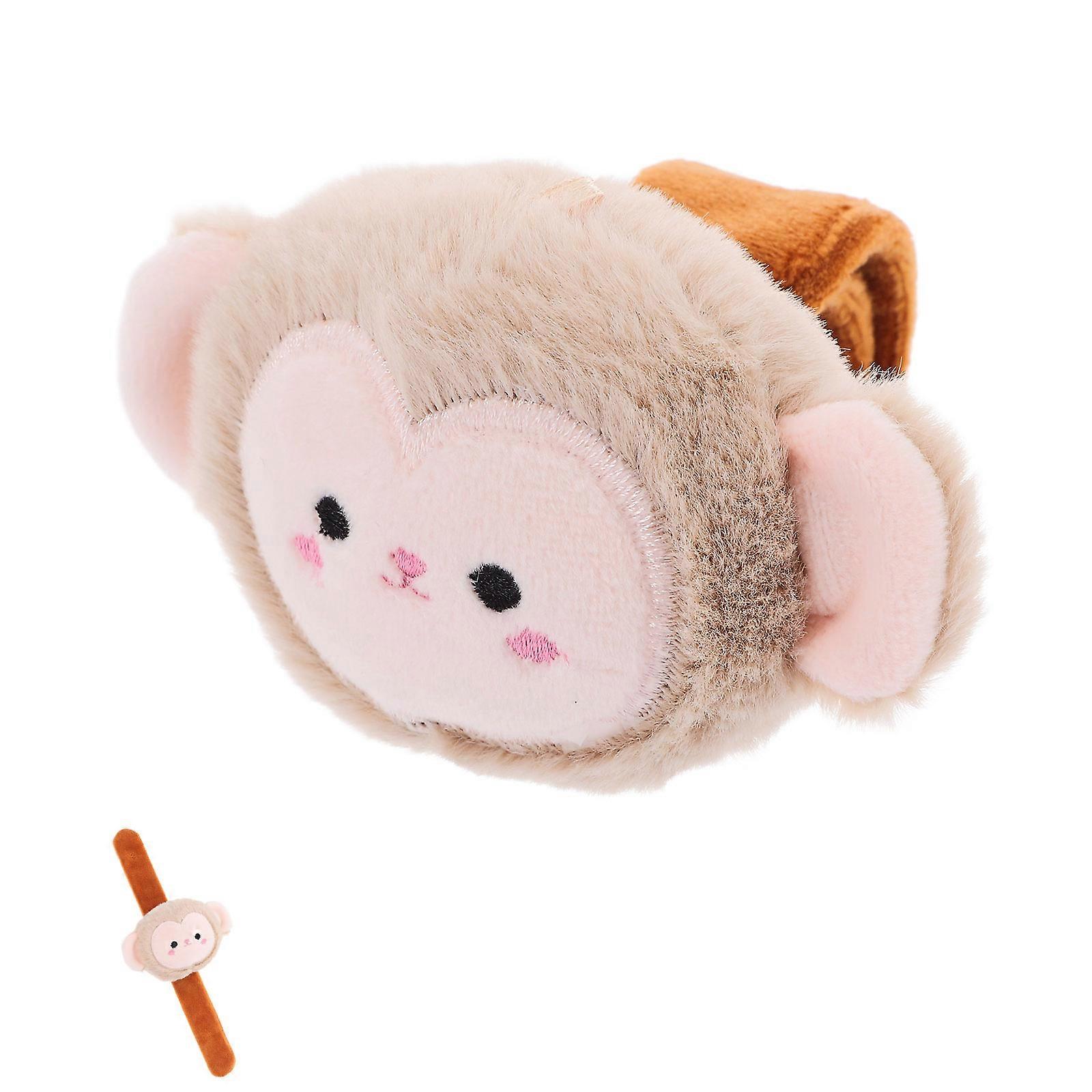 It looks like you're describing a product listing for **animal plush monkey slap bracelets**—likely a fun, novelty item combining a plush monkey