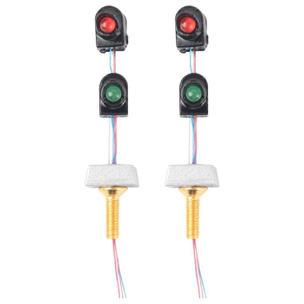 2pcs Mini Road Traffic Light Model, Durable Simulated Traffic Lamp for Sand Table Layout, Model Building and Collector Display, DIY Train Accessory