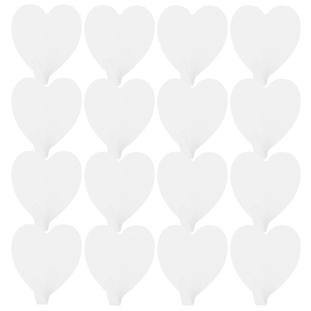 16pcs Heart Shaped Hooks Decorative Wall Hooks Strong Adhesive Wall Hooks Bathroom Hooks