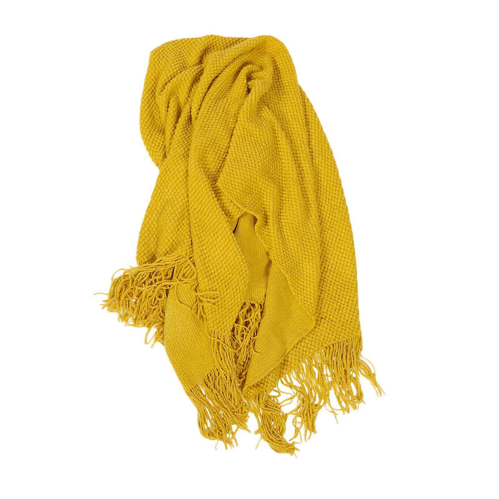 Keeping Warm Blanket 1Pack Simple Knitted Throw Blanket For Home Use Yellow 152x127cm Sofa Decoration