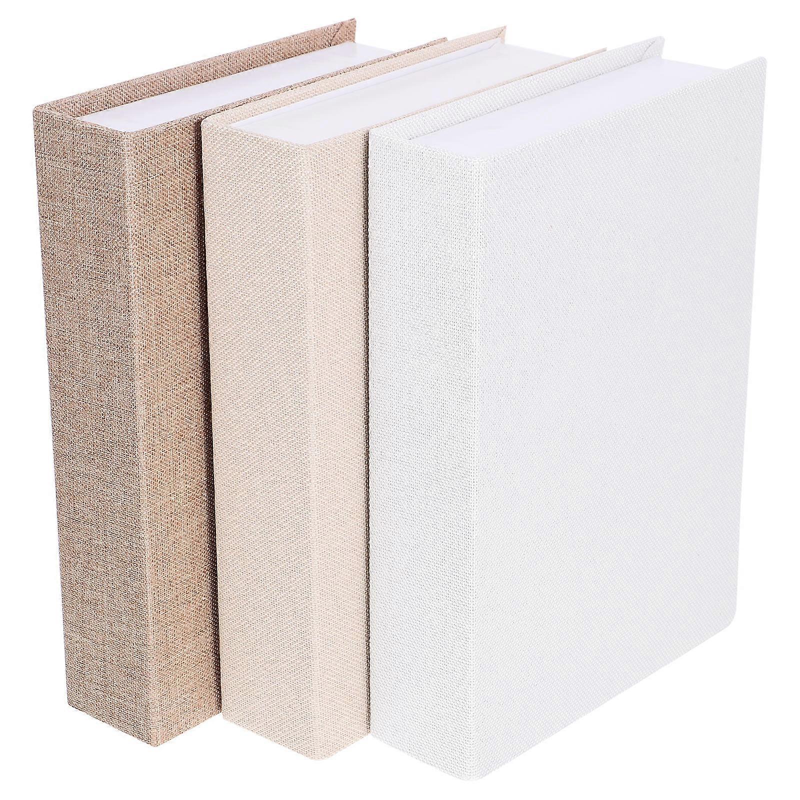 3pcs Faux Linen Book Boxes, Decorative Fake Book Storage with Realistic Texture, Versatile Tabletop Ornaments for Office and Home Organization