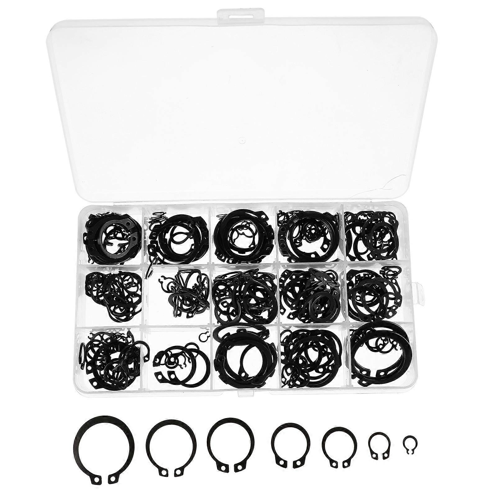 320pcs External Circlip Snap Retaining Ring Assortment Set with Transparent Storage Case for Bearings, Gears, and Valves