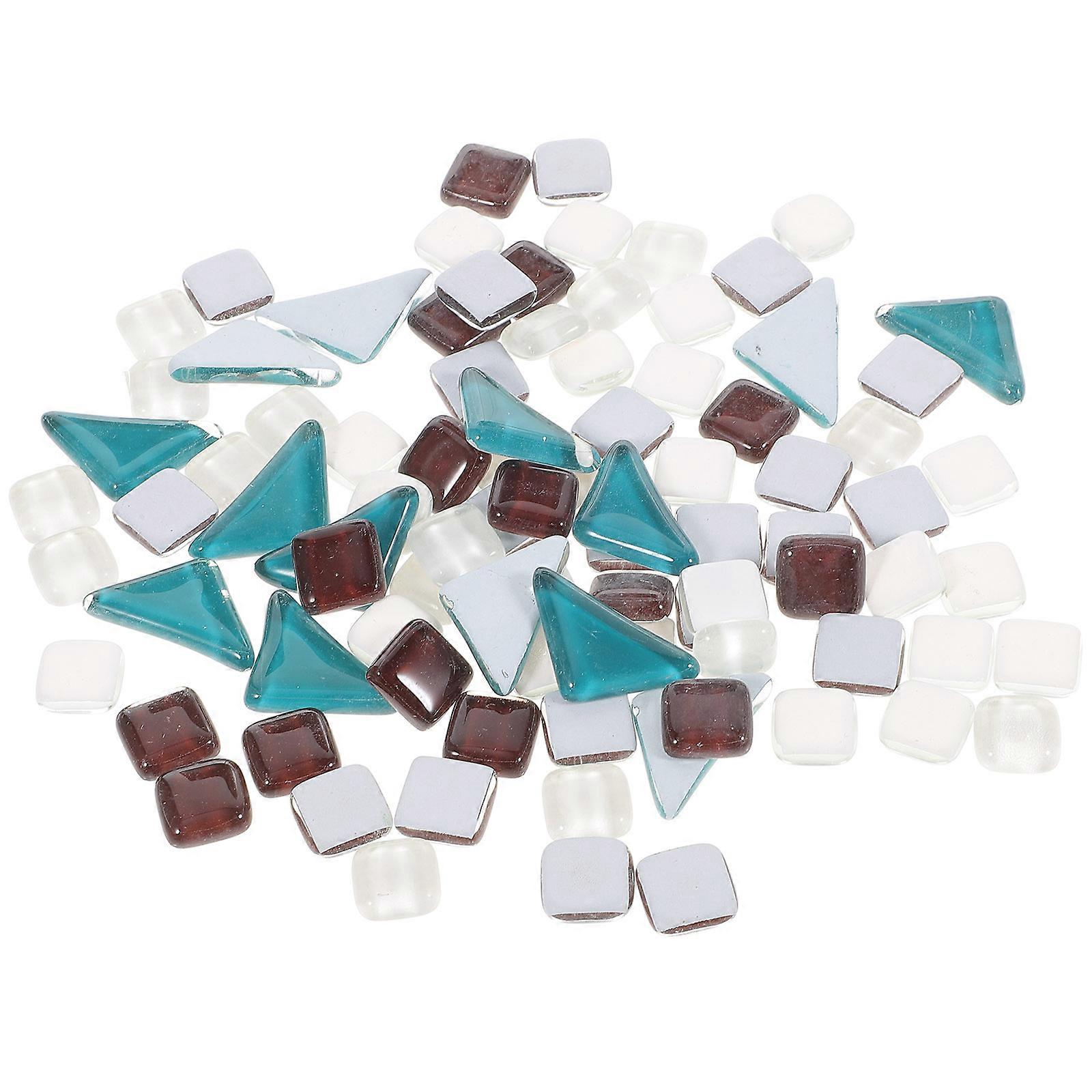 Craft Tiles Stained Glass Sheet Rectangular Home Decoration Assorted Color 2X1.2CM 1 Set