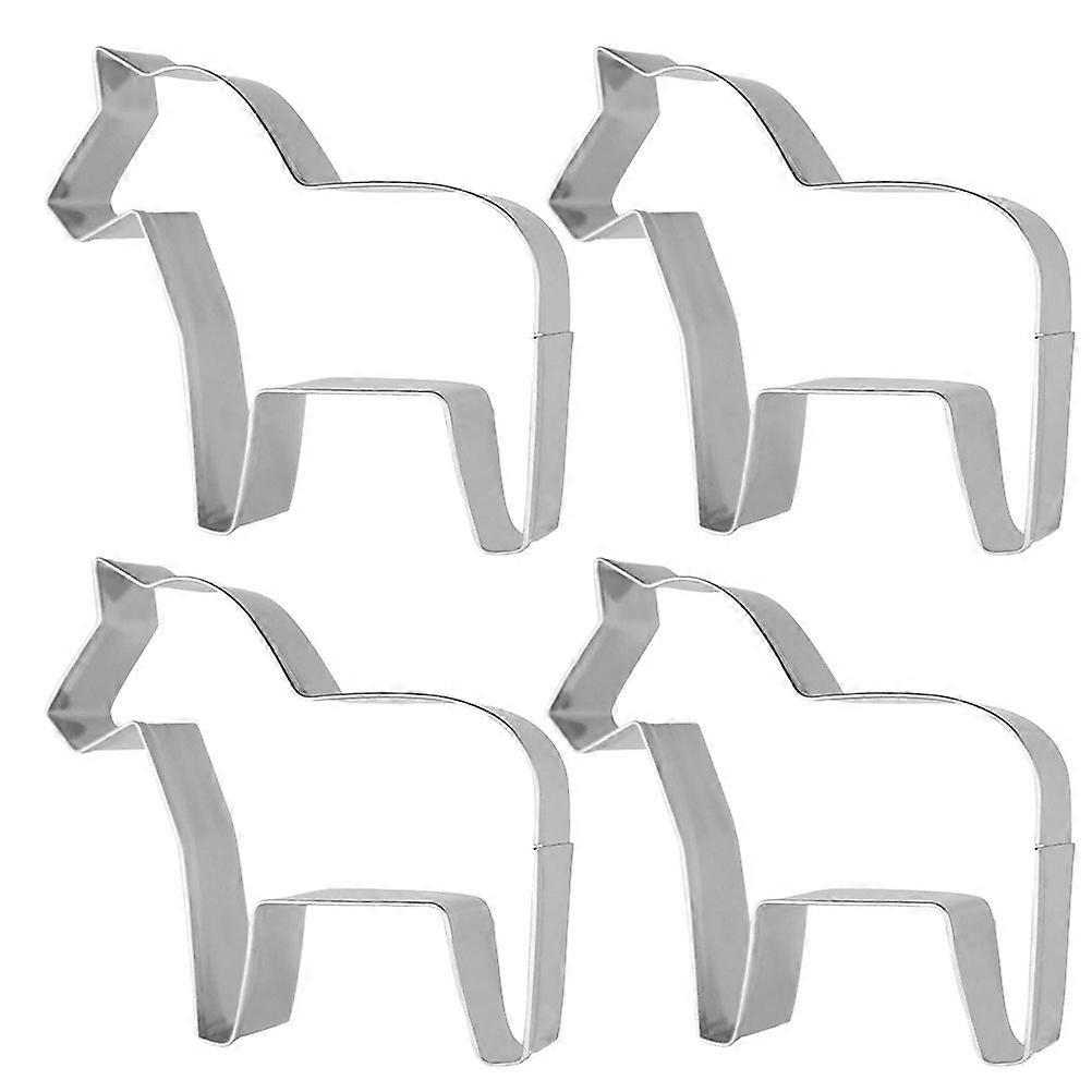 4PCS δημιουργικά καλούπια μπισκότων μορφής αλόγου ανοξείδωτου που θέτουν κόπτες φρούτων για το ψήσιμο DIY κουζινών