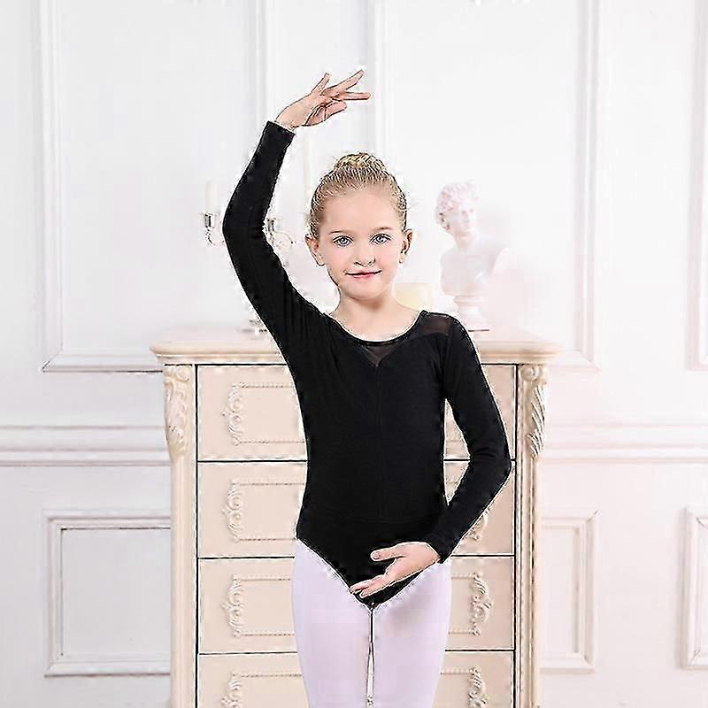 بنات الباليه المحاصيل أعلى ارتفاع الخصر الرقص ثوب طويل الأكمام الجمباز الزي