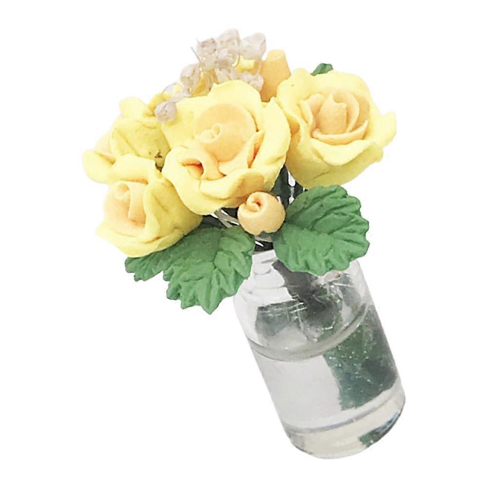 Artificial Tiny Greenery Ornament Mini House Decor Yellow 6.8X4.5CM Resin Realistic Shape Simple Color 1Set
