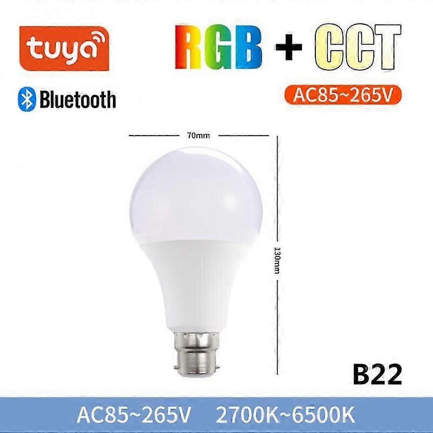 Tuya Smart Led Bulb Light 10W E27 B22 Tuya Bluetooth Control RGB+CCT DIY
