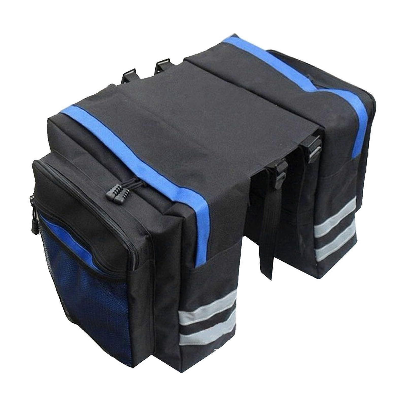 Bicycle Saddle Bag - Waterproof Mountain Bike Pannier with Adjustable Hooks, Reflective Strips, Large Storage Compartments