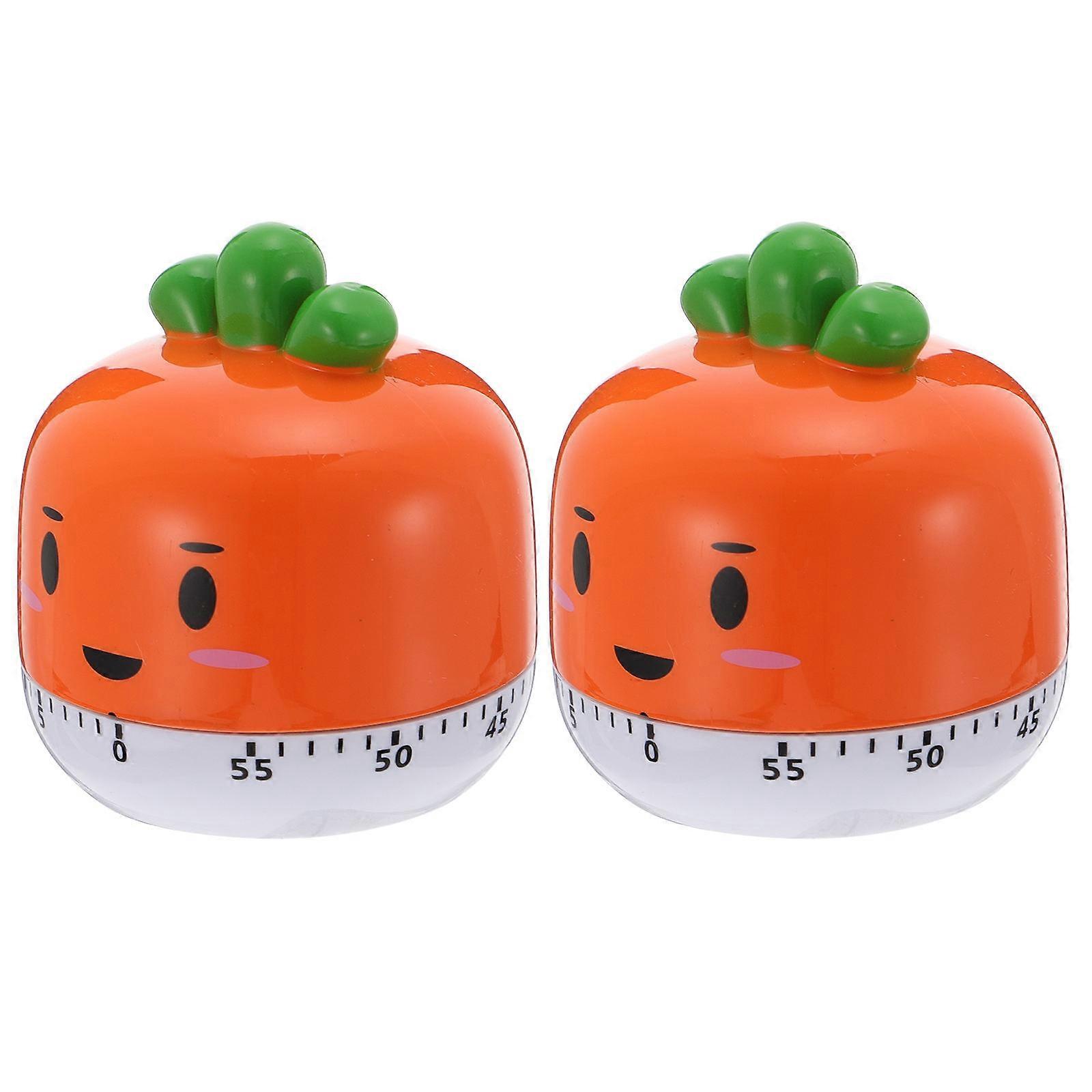 Cartoon Mechanical Timer Clock, Fruit Shaped Decorative Kitchen Timer with Sound Alarm, 2pcs Set for Cooking and Party Reminders, No Battery Required