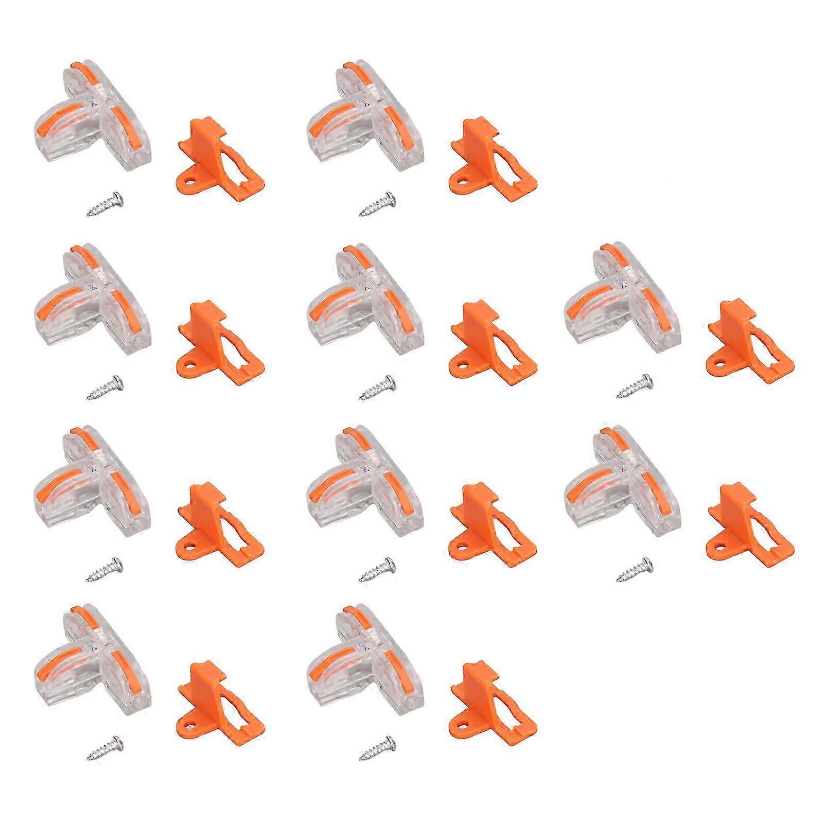 10PCS T Type Copper Wire Connector Set with Transparent PC Shell Quick Splice Terminal Block Orange