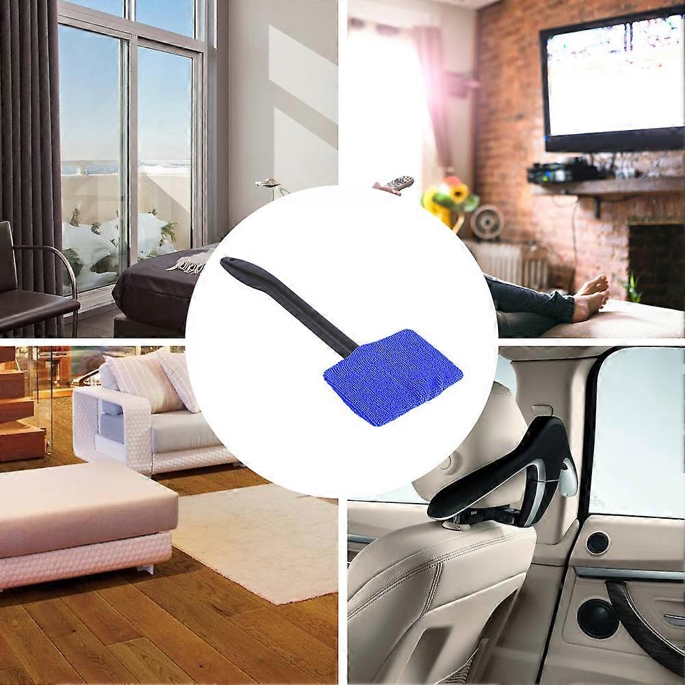 1pcs Microfiber Car Window Long Handle Cleaning Brush Car Windshield Cleaning Tool Light Blue