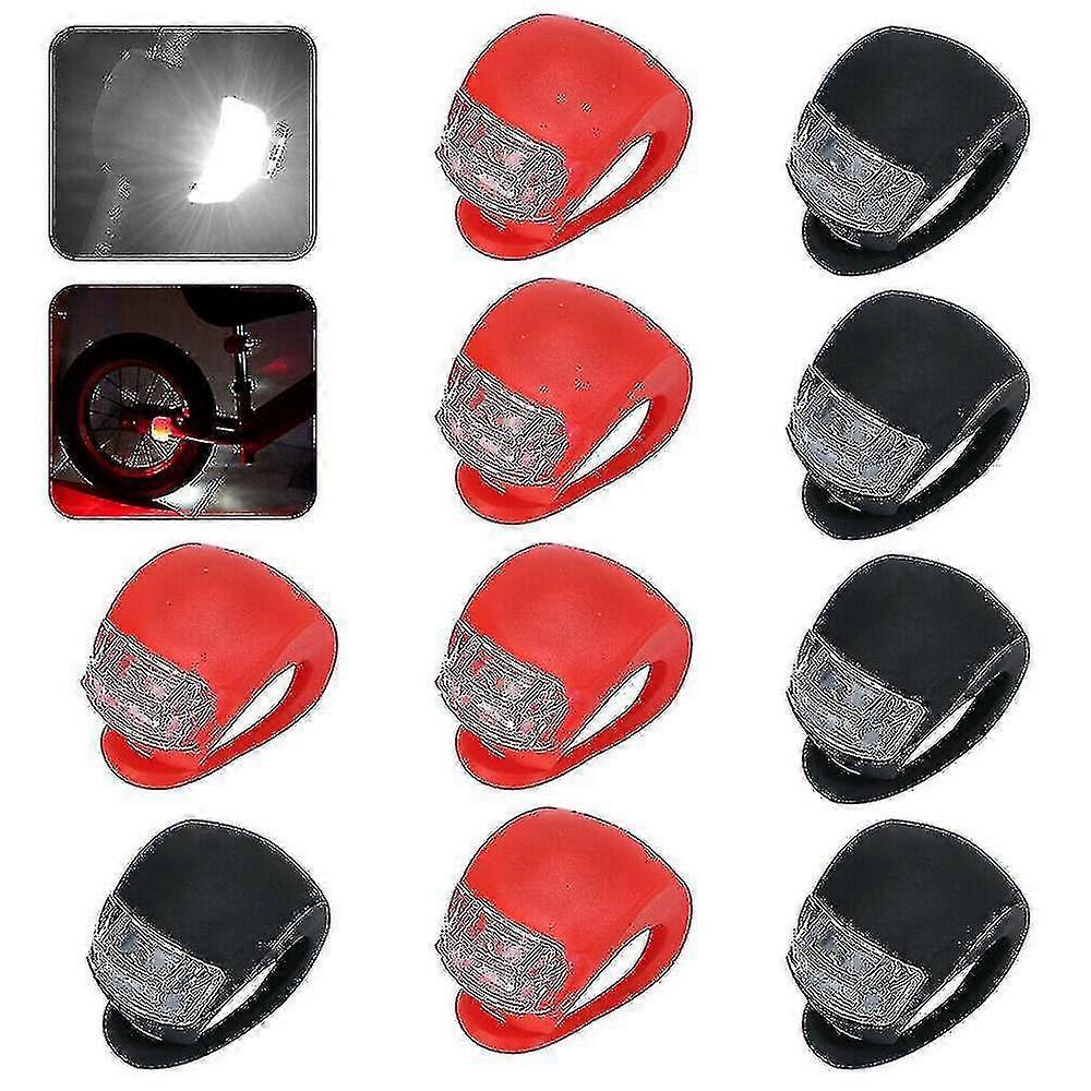10pcs LED Silicone Bicycle Lamps for Front, Taillight, and Wheel Lighting - Compatible with Various Bicycle Models