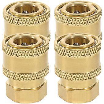 Golden Brass Garden Hose Adapter 1/4 Inch Quick Connect Fittings for Faucet High Pressure Use 4pcs