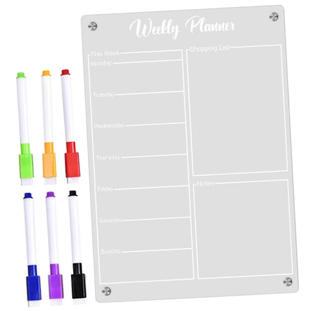 1 Set Magnetic Refrigerator Planning Board, Wipeable for Schedules, Reminders, Reusable for Family Organization, Whiteboard Markers Included