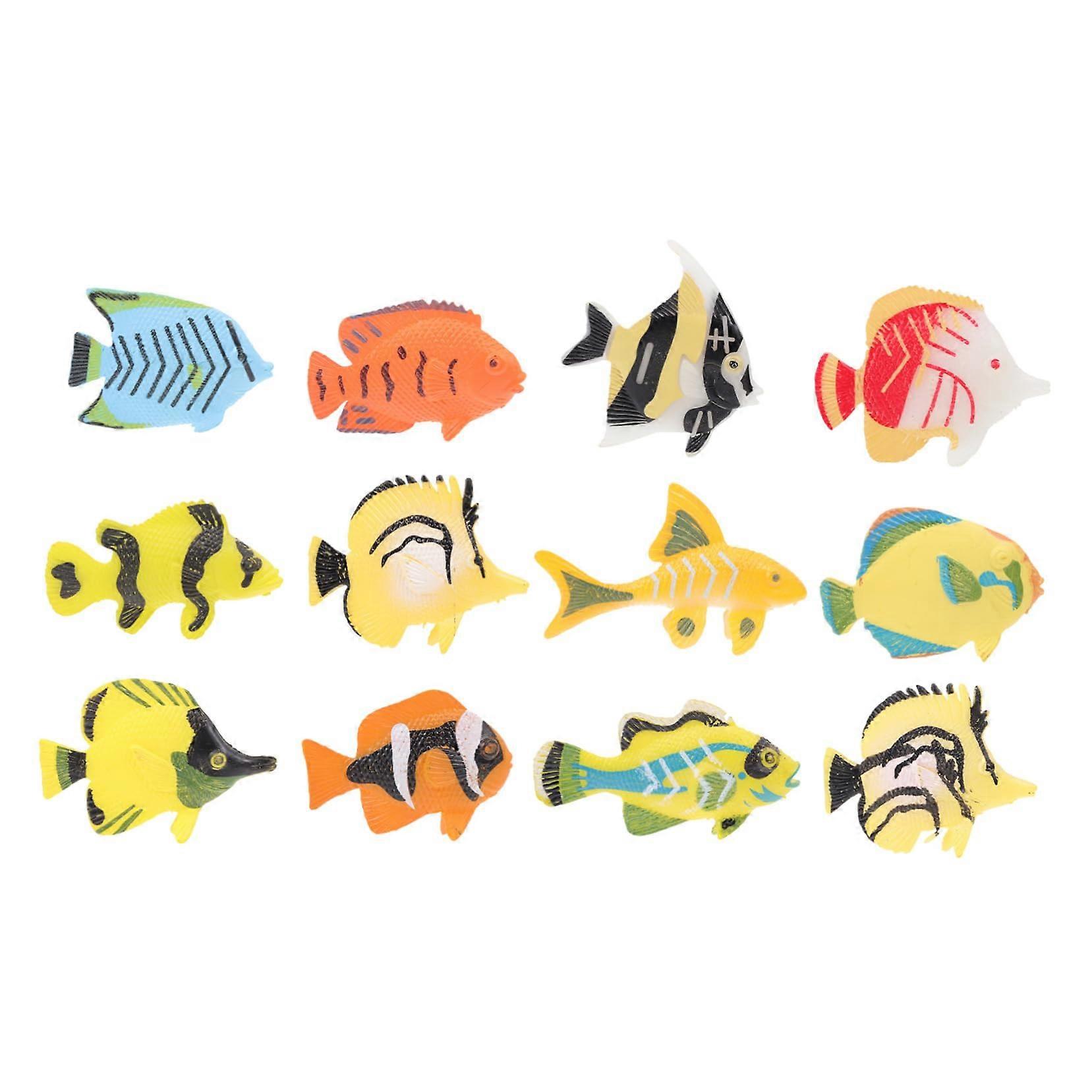 12 Pieces Tropical Fish Models Cognitive Marine Animal Toy Set for Science Experiments Creative Decoration and Learning Toy Versatile