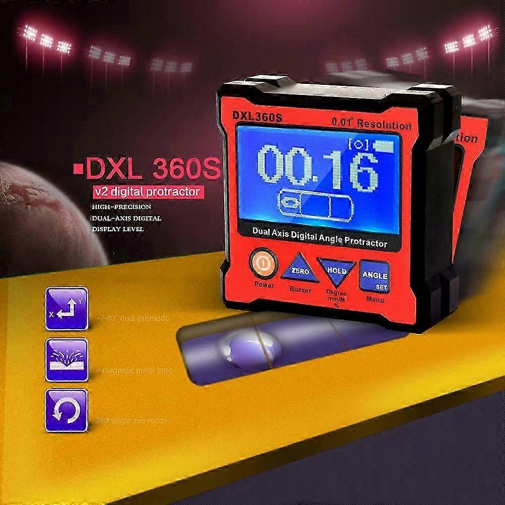 Digital Angle Finder Protractor 0.01 Resolution Angle Gauge Dual Axis Level with Backlight Woodworking Measuring Tool