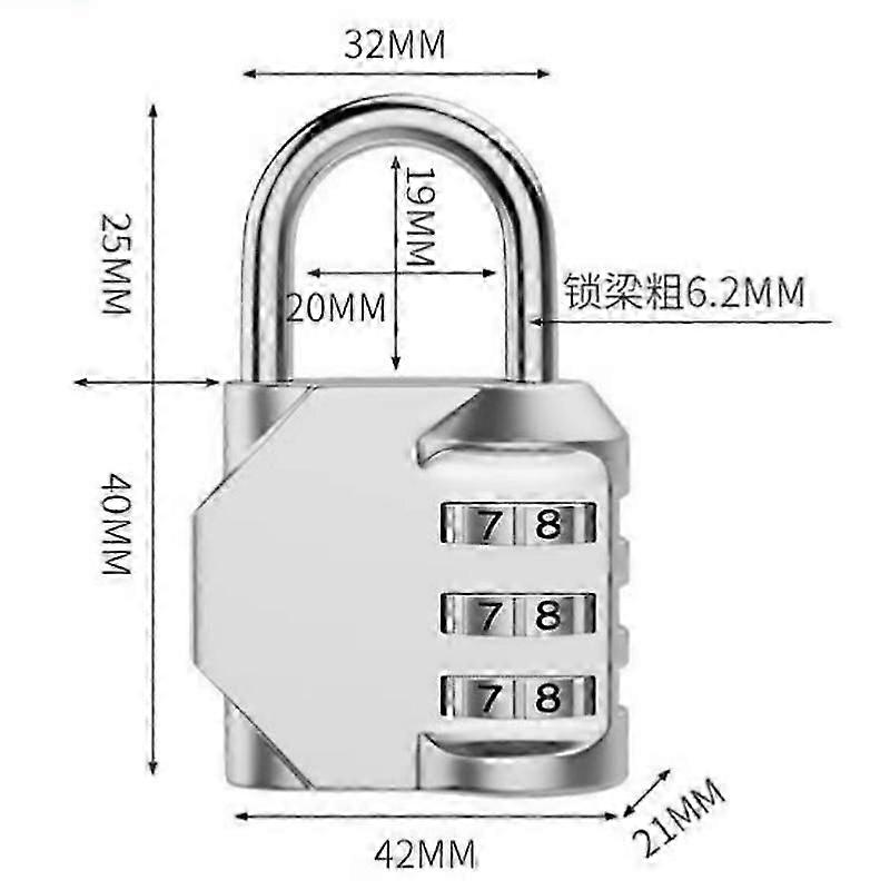 4 Dial Digit Password Lock Combination Suitcase Luggage Metal Code Password Lock Padlock Zinc Alloy Coded Lock Keyed Padlock