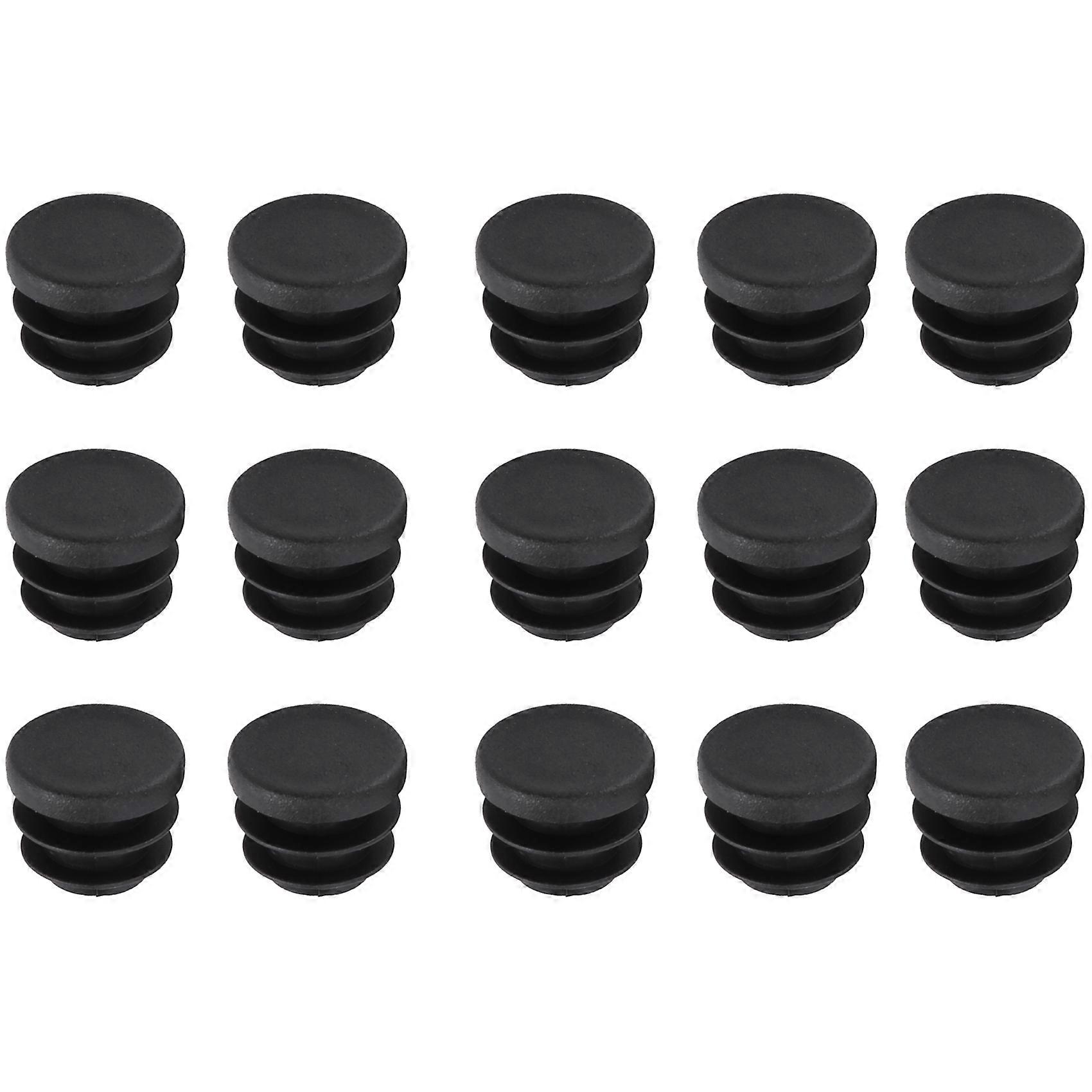 15Pcs Black Plastic Blanking End Cap Round Tube Insert Pipe Bung 16mm
