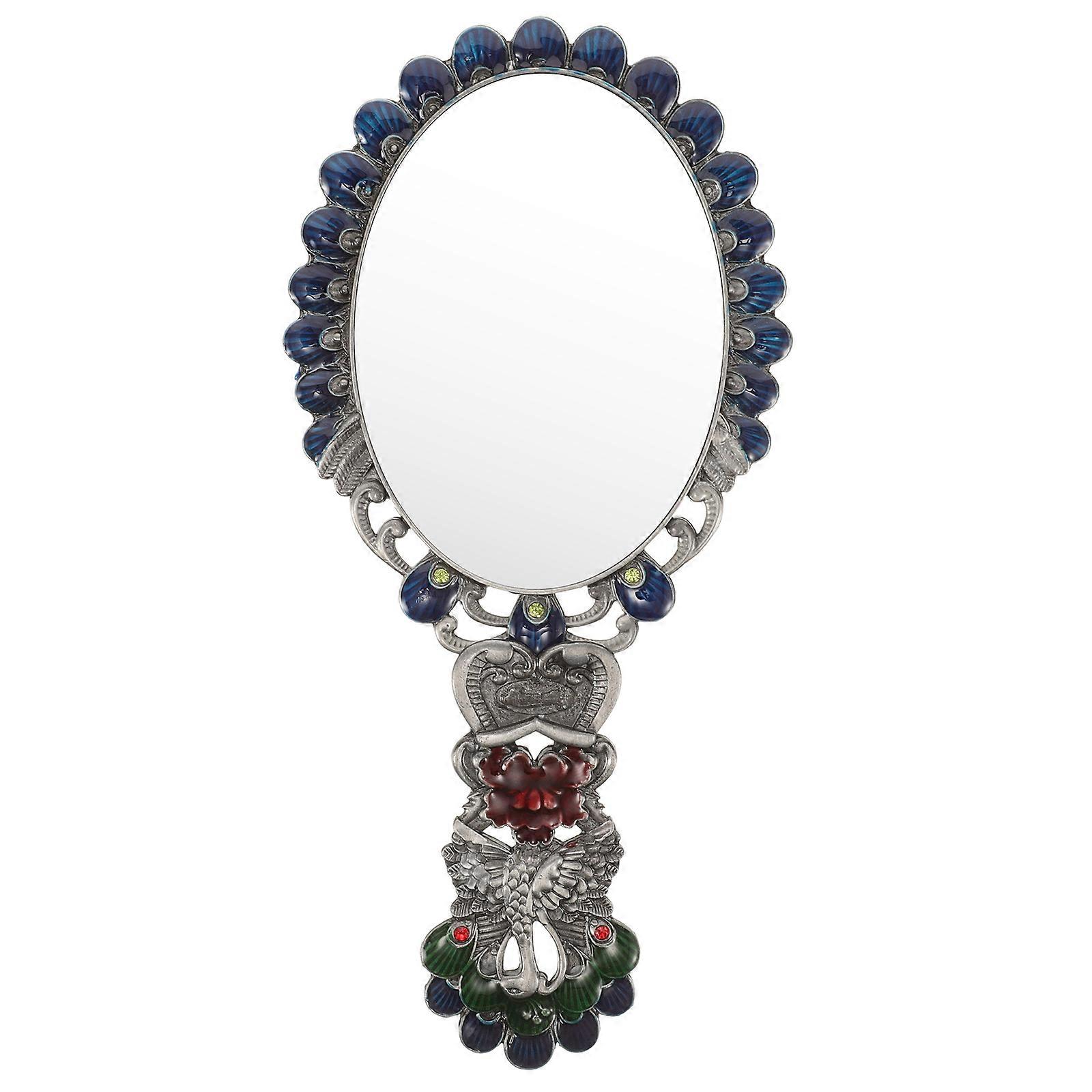 Retro Handheld Mirror for Women – Compact High Definition Makeup Mirror with Handle, Vintage Ethnic Style, Portable for Travel and Tabletop Use