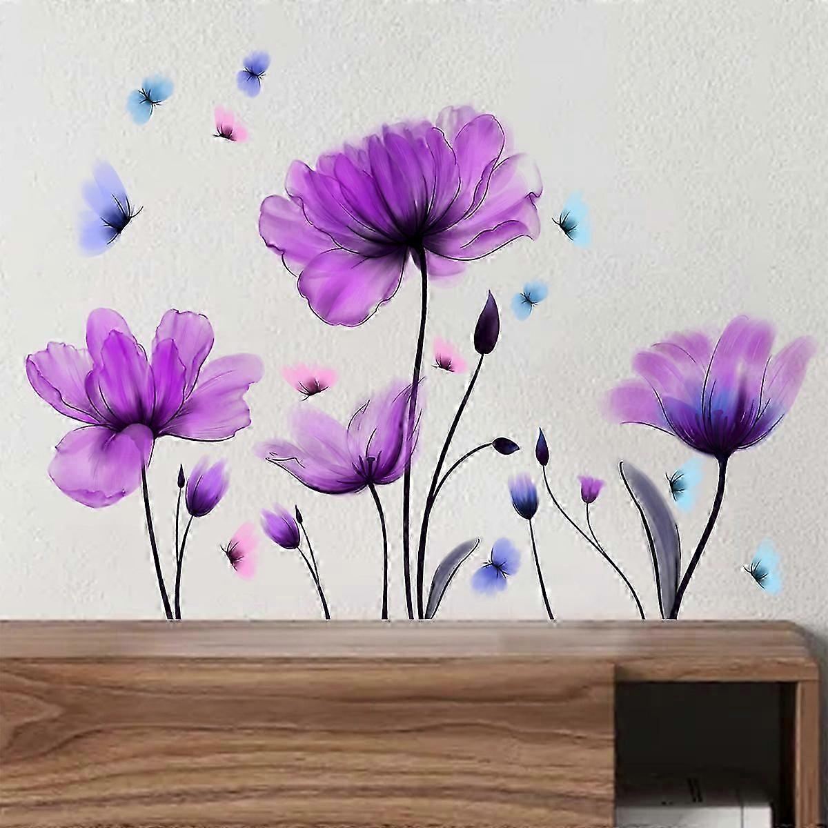 1 set Flowers Wall Decal  Purple Floral