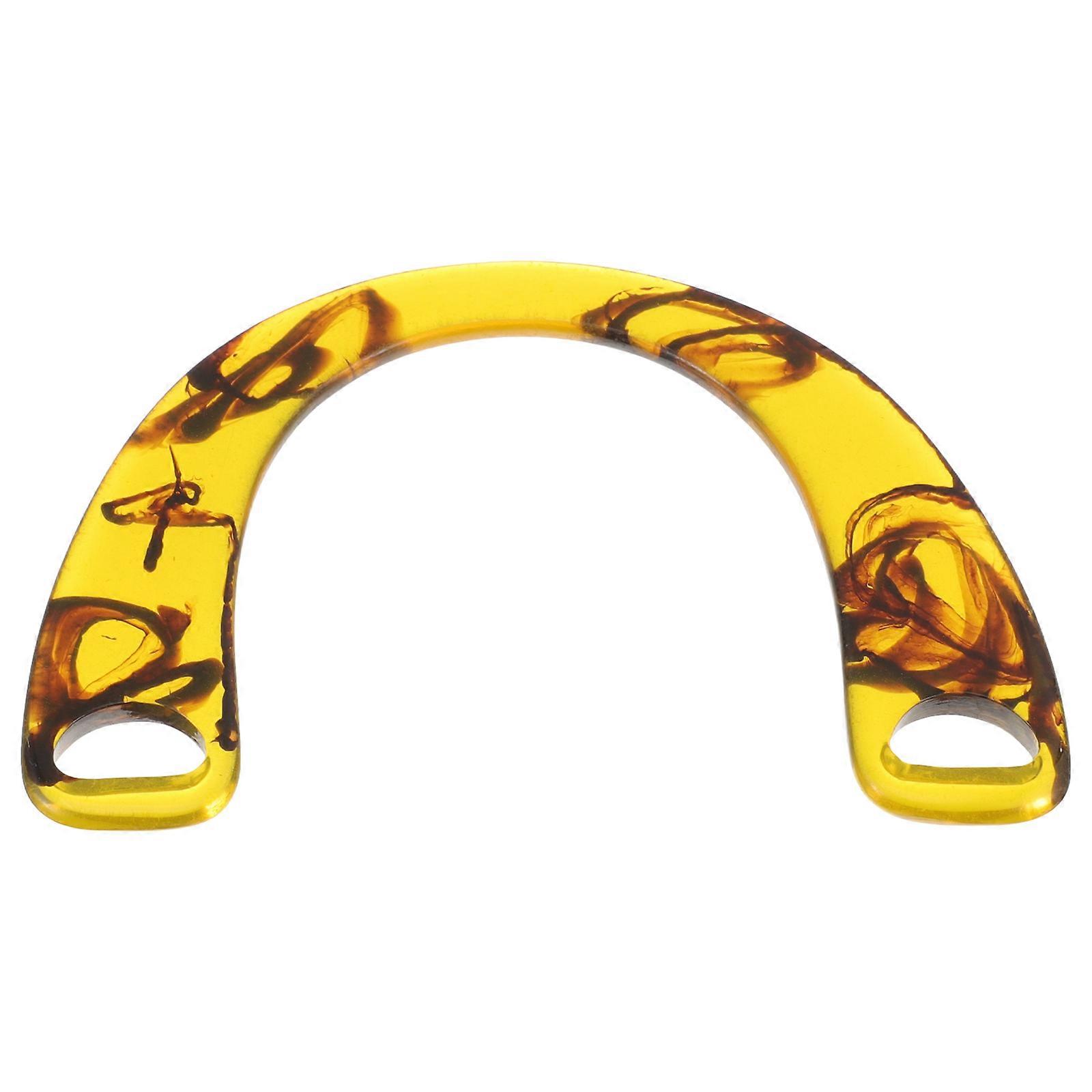 Handbag Handle Replacement Diy Bag Handle Supply for Bag Making Curved Weaving Amber Resin 1Pcs