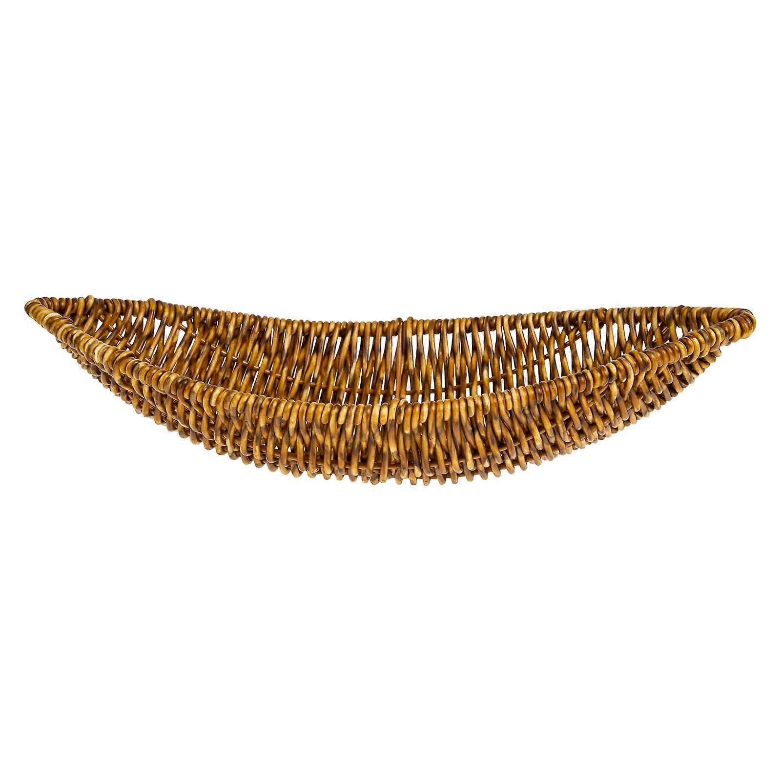 Imitation Rattan Dries Fruit Basket Coffee 27x15cm Snack Holding For Home Use 1Pack