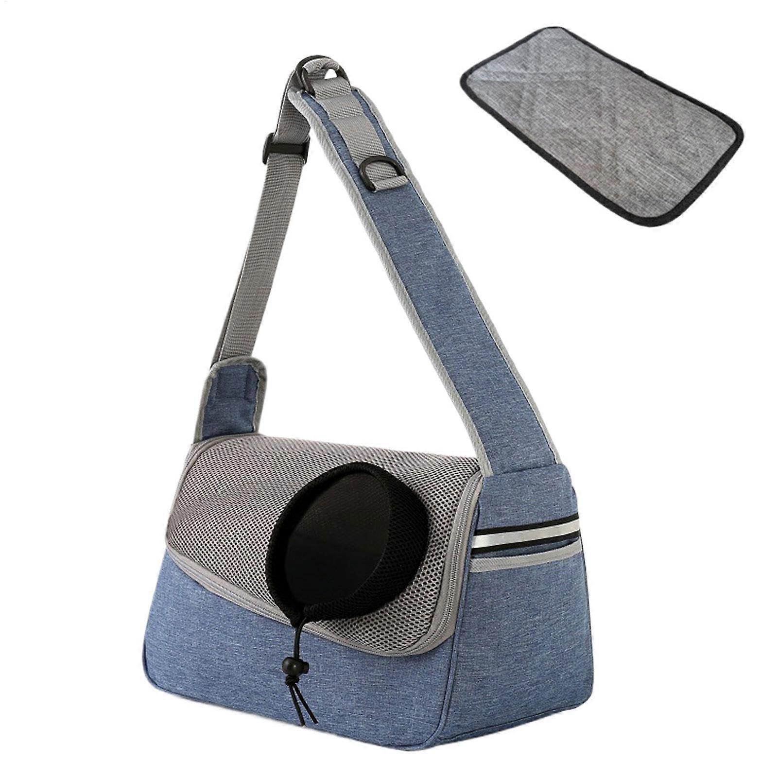 Dog Carrier Bag Shoulder Carrier With Pocket Breathable Travel Pet Carrier Blue
