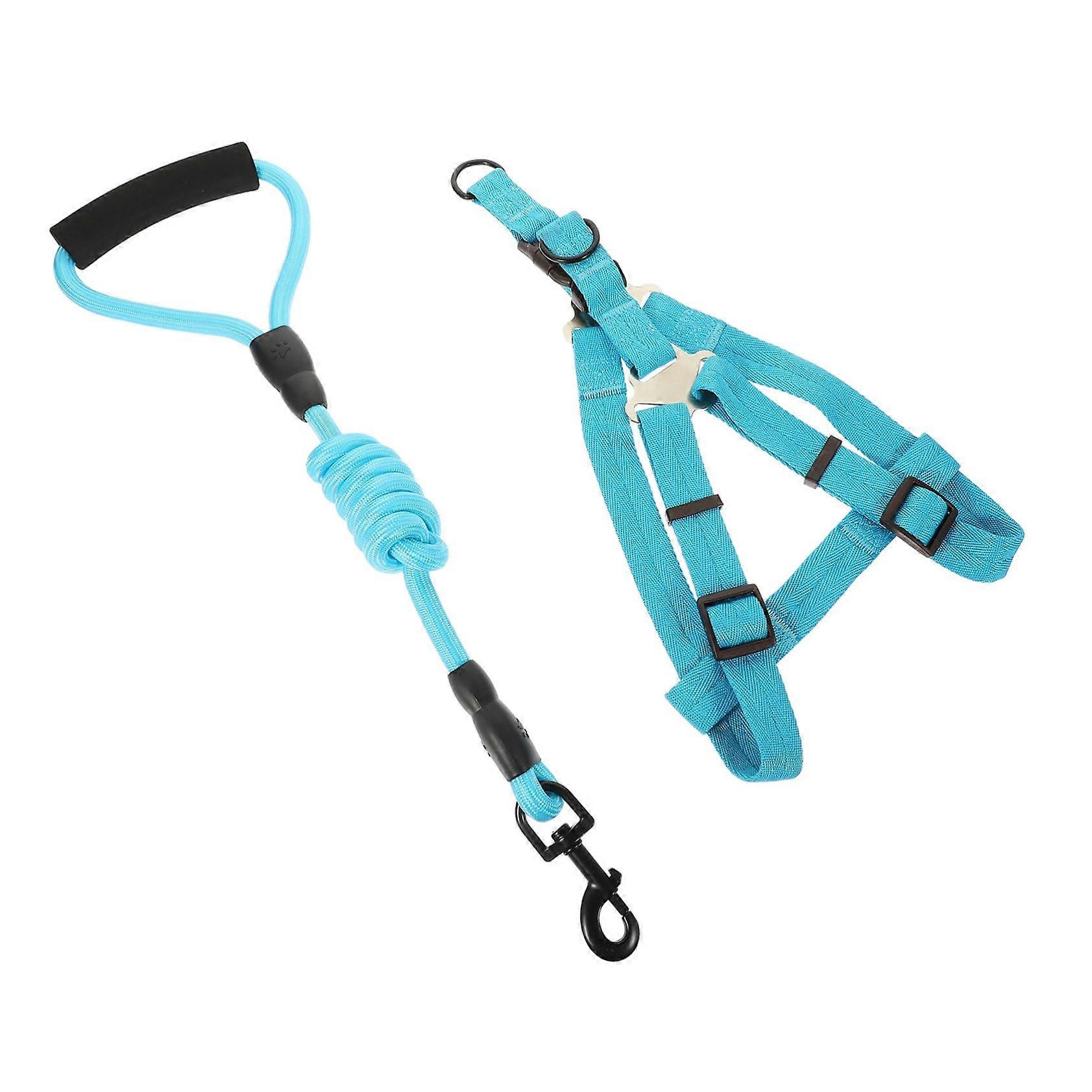1 Set of Dog Lead Dog Supplies Dog Items Dog Adjustable Harness Running Vest Escape Proof Supplies Controller for Running Pets Blue